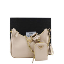 Load image into Gallery viewer, PRADA Re-Edition 2005 Saffiano Leather Shoulder Bag Cameo Beige front
