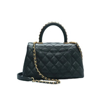 Load image into Gallery viewer, Pre owned Chanel Coco Handle Leather Satchel Bag Black back look
