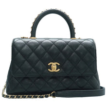 Load image into Gallery viewer, Pre owned Chanel Coco Handle Leather Satchel Bag Black front look
