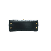 Load image into Gallery viewer, Pre owned Chanel Coco Handle Leather Satchel Bag Black lower side look
