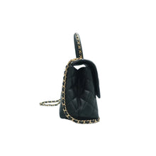 Load image into Gallery viewer, Pre owned Chanel Coco Handle Leather Satchel Bag Black right side look

