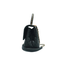 Load image into Gallery viewer, Pre owned Chanel Coco Handle Leather Satchel Bag Black side look
