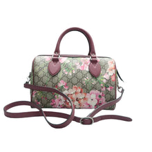 Load image into Gallery viewer, Pre owned GUCCI Boston Blooms Canvas Satchel Bag Bicolor front side
