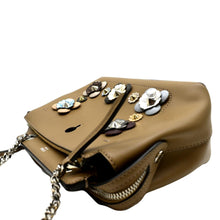 Load image into Gallery viewer, Preloved_FENDI_DotCom_Flower_Embellished_Shoulder_Bag_in_Tan - Left
