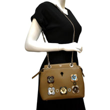Load image into Gallery viewer, Preloved_FENDI_DotCom_Flower_Embellished_Shoulder_Bag_in_Tan - Model
