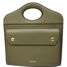 Load image into Gallery viewer, Preowned BURBERRY Mini Leather Pocket Tote Bag in Dark Fern Green
