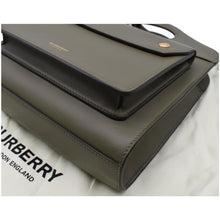 Load image into Gallery viewer, Preowned BURBERRY Mini Leather Pocket Tote Bag in Dark Fern Green - Bottom Right
