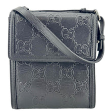 Load image into Gallery viewer, GUCCI GG Embossed Leather Messenger Bag Black 625782
