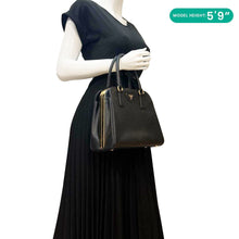 Load image into Gallery viewer, PRADA Frame Saffiano Leather Top Handle Bag Black
