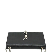 Load image into Gallery viewer, YSL Kate Tassel Small Crocodile Leather Black Crossbody Bag  upper look
