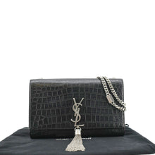 Load image into Gallery viewer, YSL Kate Tassel Small Crocodile Leather Black Crossbody Bag  front side
