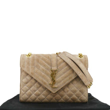 Load image into Gallery viewer, YVES SAINT LAURENT Matelasse Suede Medium Envelope  Beige Bag front front side
