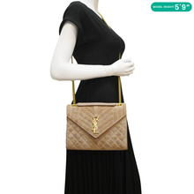 Load image into Gallery viewer, YVES SAINT LAURENT Medium Envelope Matelasse Suede Beige Bag dummy look
