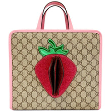 Load image into Gallery viewer, GUCCI Kids Strawberry GG Supreme Canvas Tote Bag Beige 630589
