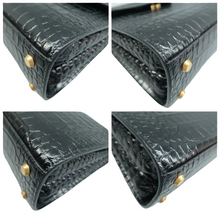 Load image into Gallery viewer, Balenciaga Ghost Shiny Calfskin Crocodile Embossed Shoulder Bag Black
