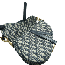 Load image into Gallery viewer, Christian Dior Saddle Oblique Jacquard Belt Crossbody Bag Navy Blue
