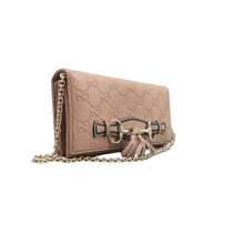 Load image into Gallery viewer, Gucci Emily Medium GG ssima Patent Leather Chain Shoulder Bag Beige
