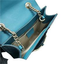 Load image into Gallery viewer, Gucci Emily Medium GGussima Patent Leather Chain Shoulder Bag Blue
