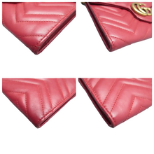 Load image into Gallery viewer, Gucci GG Marmont Matelasse Calfskin Chain Wallet Hibiscus Red
