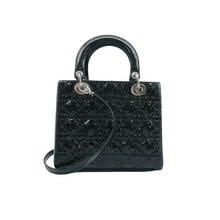 Load image into Gallery viewer, Christian Dior Lady Dior Patent leather Soulder Bag Black
