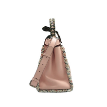 Load image into Gallery viewer, Fendi Peekaboo Vitello Seta Shiny Nappa Ribbon Lace Up Floral Satchel Baby Pink
