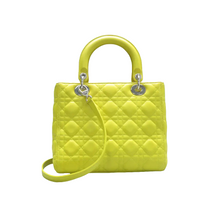 Load image into Gallery viewer, Christian Dior Lady Dior Patent Leather Satchel Bag Yellow
