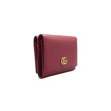 Load image into Gallery viewer, Gucci Compact Folded GG Marmont Leather Wallet Red
