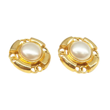 Load image into Gallery viewer, CHANEL CC Pearl Clip-On Earrings Gold
