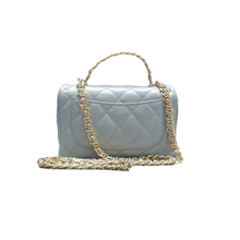 Load image into Gallery viewer, Chanel CC Square Flap Lambskin Enamel Quilted Mini Pending Shoulder Bag Light Blue
