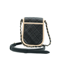 Load image into Gallery viewer, Chanel Mini Two Tone Flap Iridescent Caviar Quilted Crossbody Bag Black Beige
