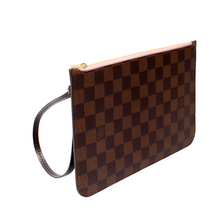 Load image into Gallery viewer, Louis Vuitton Neverfull Damier Ebene Pochette Wristlet Pouch Brown
