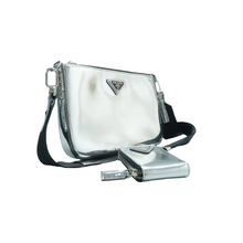 Load image into Gallery viewer, Prada Leather Soulder bag Silver
