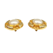 Load image into Gallery viewer, CHANEL CC Pearl Clip-On Earrings Gold
