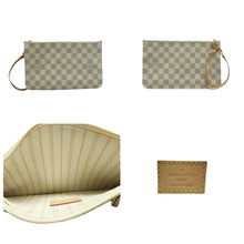 Load image into Gallery viewer, Louis Vuitton Neverfull MM W/P Damier Azur Canvas Shoulder Bag White
