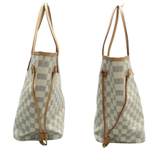 Load image into Gallery viewer, Louis Vuitton Neverfull MM W/P Damier Azur Canvas Shoulder Bag White
