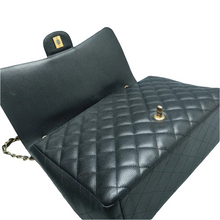 Load image into Gallery viewer, Chanel Single Flap Caviar Quilted Maxi Shoulder Bag Black
