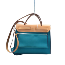 Load image into Gallery viewer, Hermes Herbag Zip 31 PM Toile H Berline Vache Hunter Shoulder Bag Blue
