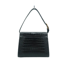 Load image into Gallery viewer, Balenciaga Ghost Shiny Calfskin Crocodile Embossed Shoulder Bag Black
