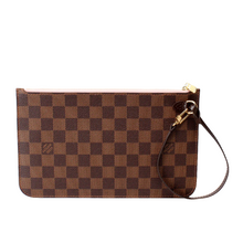 Load image into Gallery viewer, Louis Vuitton Neverfull Damier Ebene Pochette Wristlet Pouch Brown
