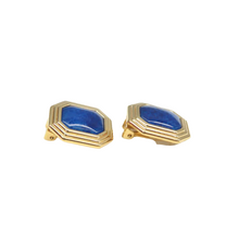 Load image into Gallery viewer, Christian Dior DIOR Metal Lapis Clip on Earrings Gold
