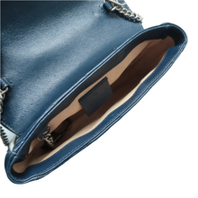 Load image into Gallery viewer, Gucci GG Marmont Vintage Effect Calfskin Matelasse Shoulder Bag Blue
