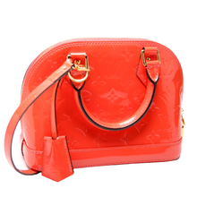Load image into Gallery viewer, Louis Vuitton Alma BB Monogram Vernis Satchel Bag Orange
