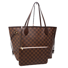 Load image into Gallery viewer, Louis Vuitton Neverfull Damier Ebene Canvas Shoulder Bag Brown
