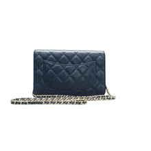 Load image into Gallery viewer, Chanel WOC Caviar Quilted Wallet on Chain Navy Blue
