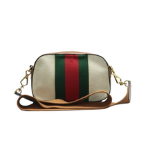 Load image into Gallery viewer, GUCCI Leather&amp;Fabric Shoulder Bag Beige
