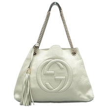 Load image into Gallery viewer, Gucci Soho Pebbled Calfskin Medium Chain Shoulder Bag Off White
