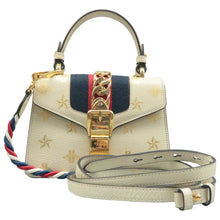 Load image into Gallery viewer, Gucci Sylvie Mini Bee Star Leather Crossbody Bag Off White
