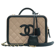 Load image into Gallery viewer, Chanel Vanity Case Filigree CC Caviar Quilted Shoulder Bag Beige/Black
