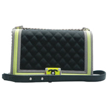 Load image into Gallery viewer, Chanel Fluo Boy Flap Canvas Quilted Medium Shoulder Bag Black Grey Yellow
