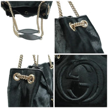 Load image into Gallery viewer, Gucci  Soho Pebbled Calfskin Medium Chain Shoulder Bag Black
